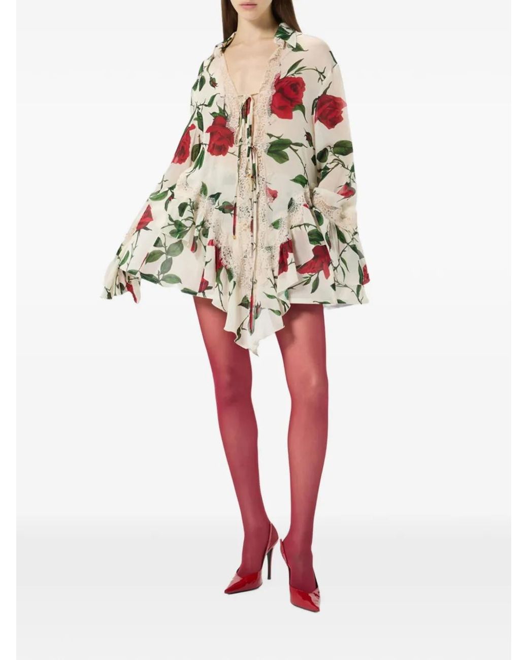 Blumarine White Floral Lace Trim Tops