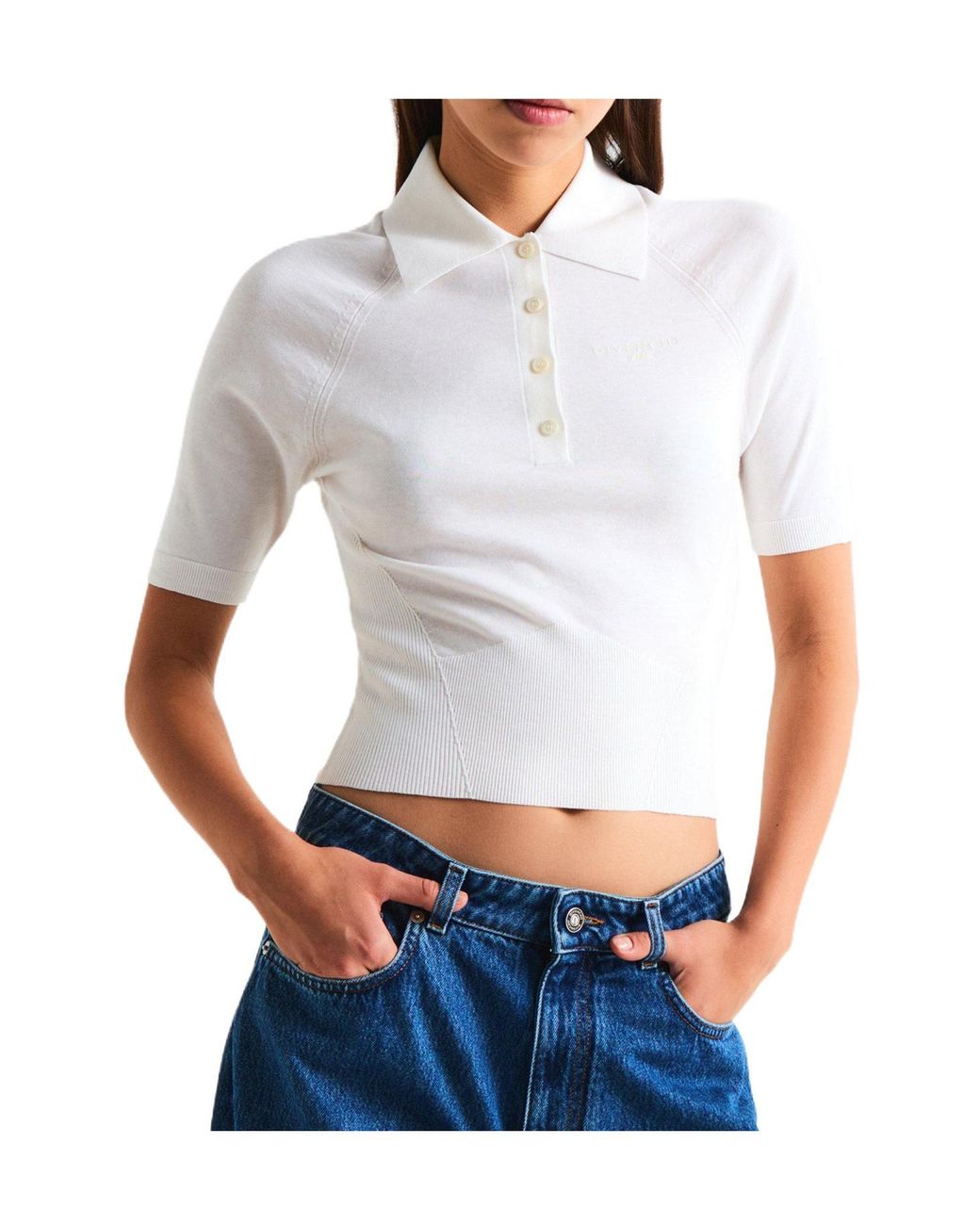 Givenchy White Knit Polo Top