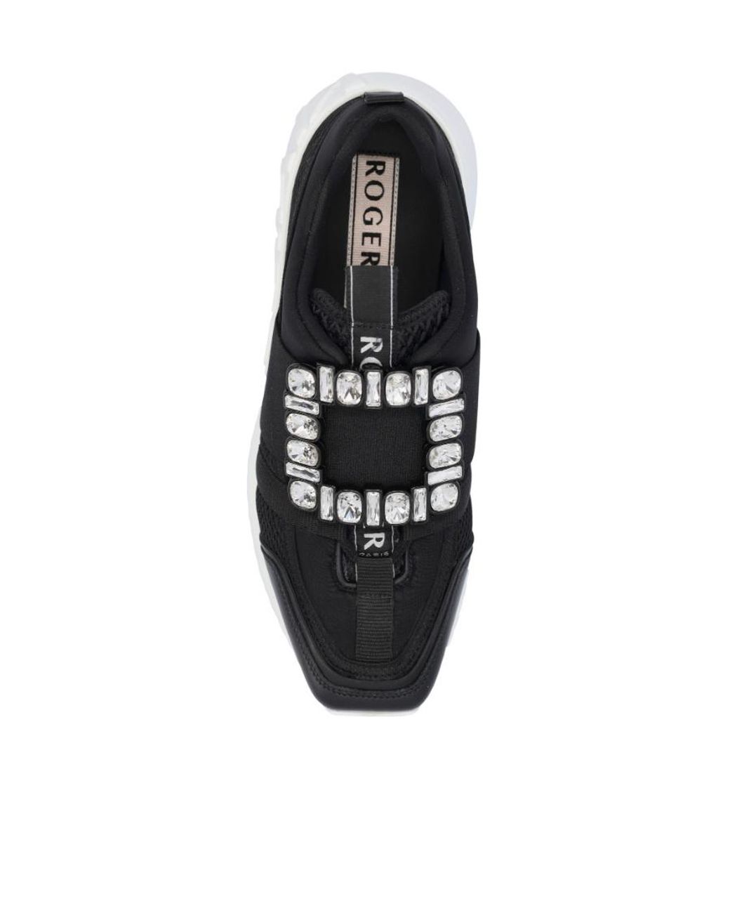Roger Vivier Black Viv' Go Rhinestone Buckle Sneakers
