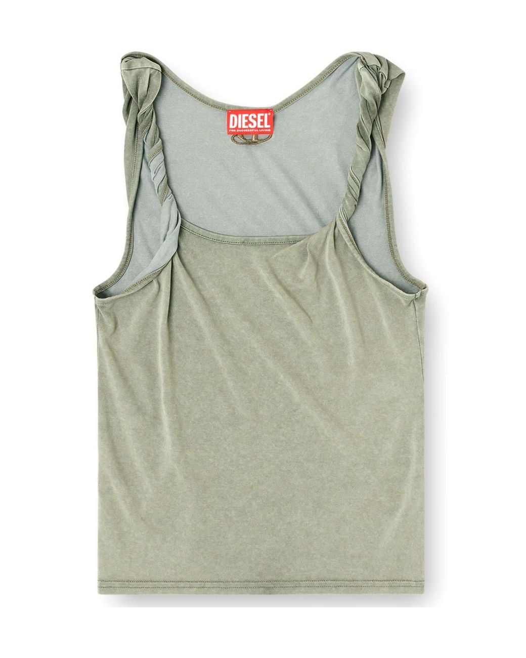 DIESEL Green Logo Embroidered Ribbed Tank Top