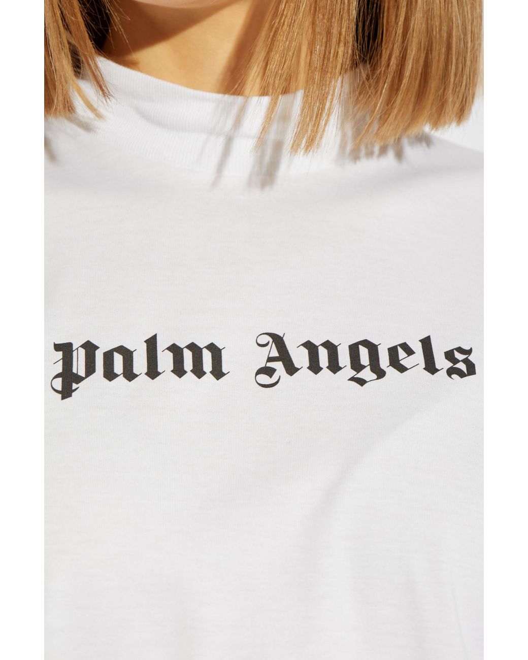 Palm Angels White Logo Printed Mockneck T-Shirt