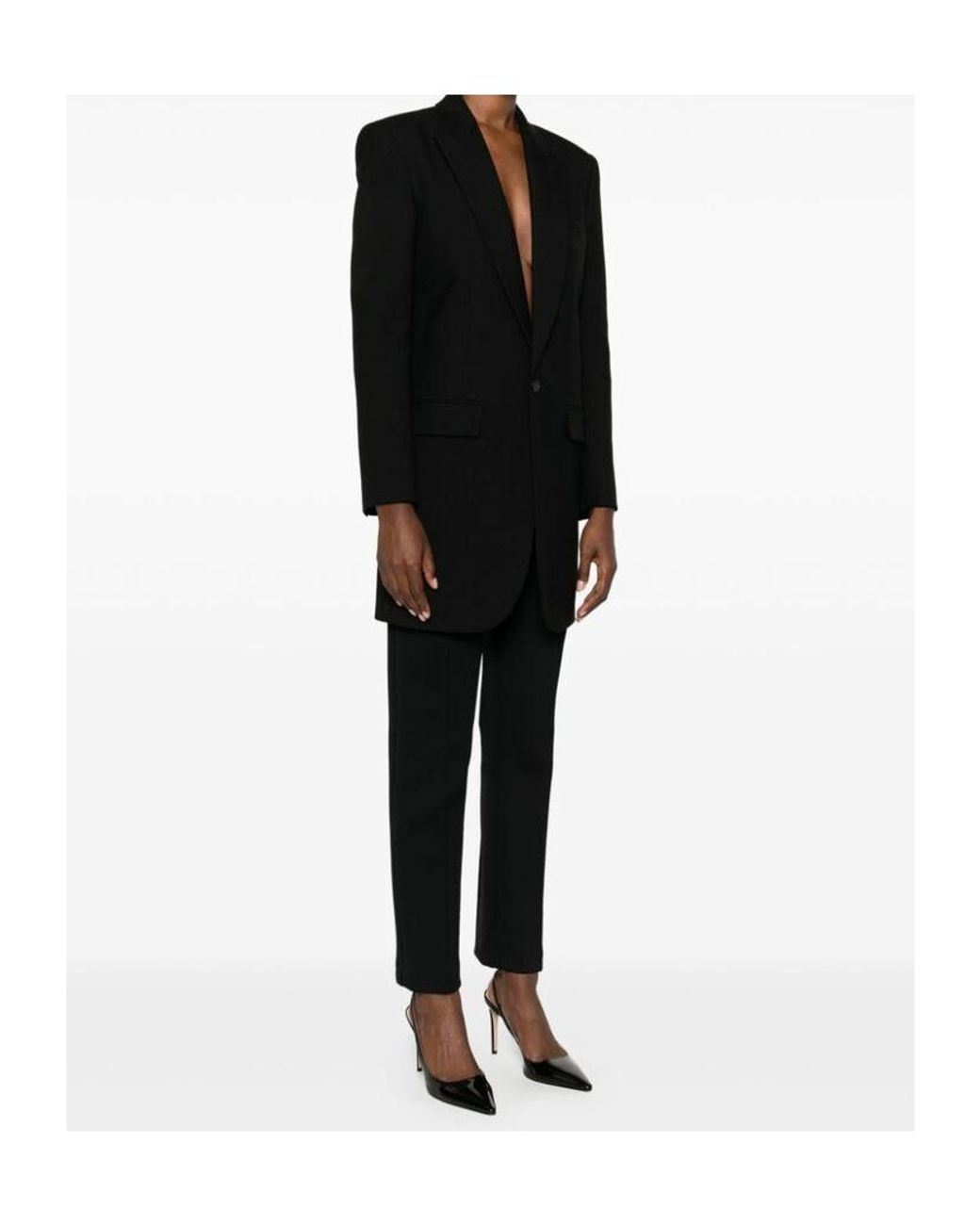 Saint Laurent Black Single-Breasted Long Jacket