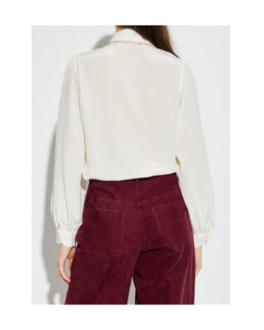 FRAME White Bead-Embellished Silk Shirt