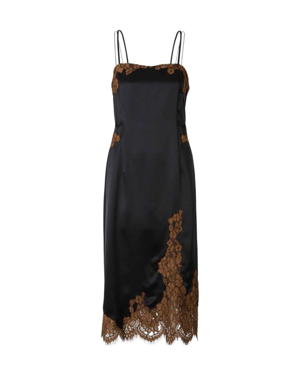 Dorothee Schumacher Black Shiny Statement Midi Lingerie Dress