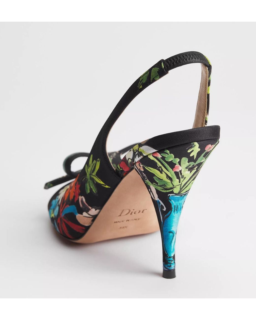 Dior Black Iviera Bow Heeled Slingback Sandal