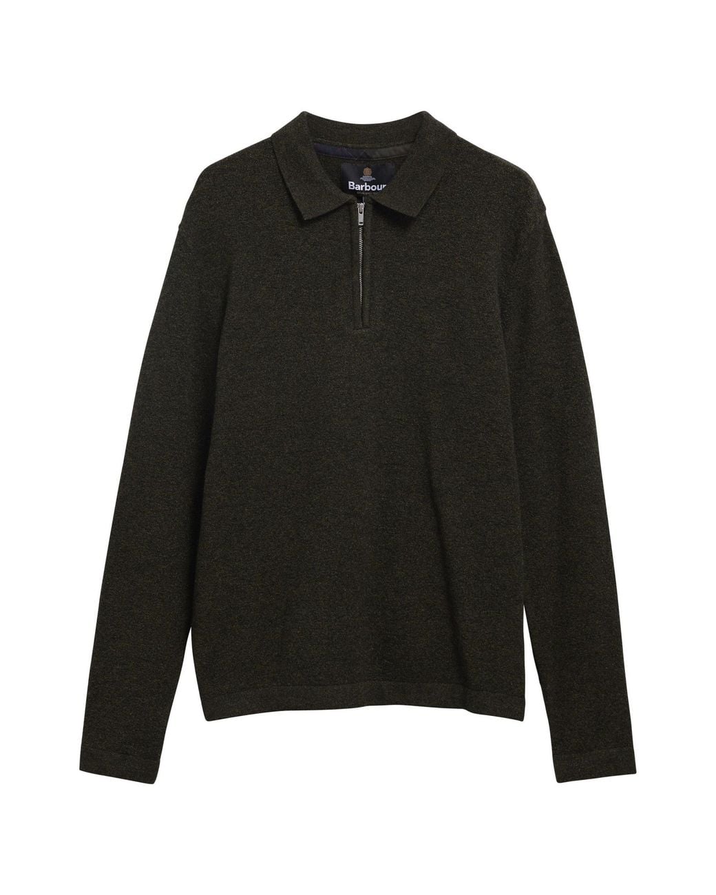 Barbour Black Zip Polo Knit Sweater for men