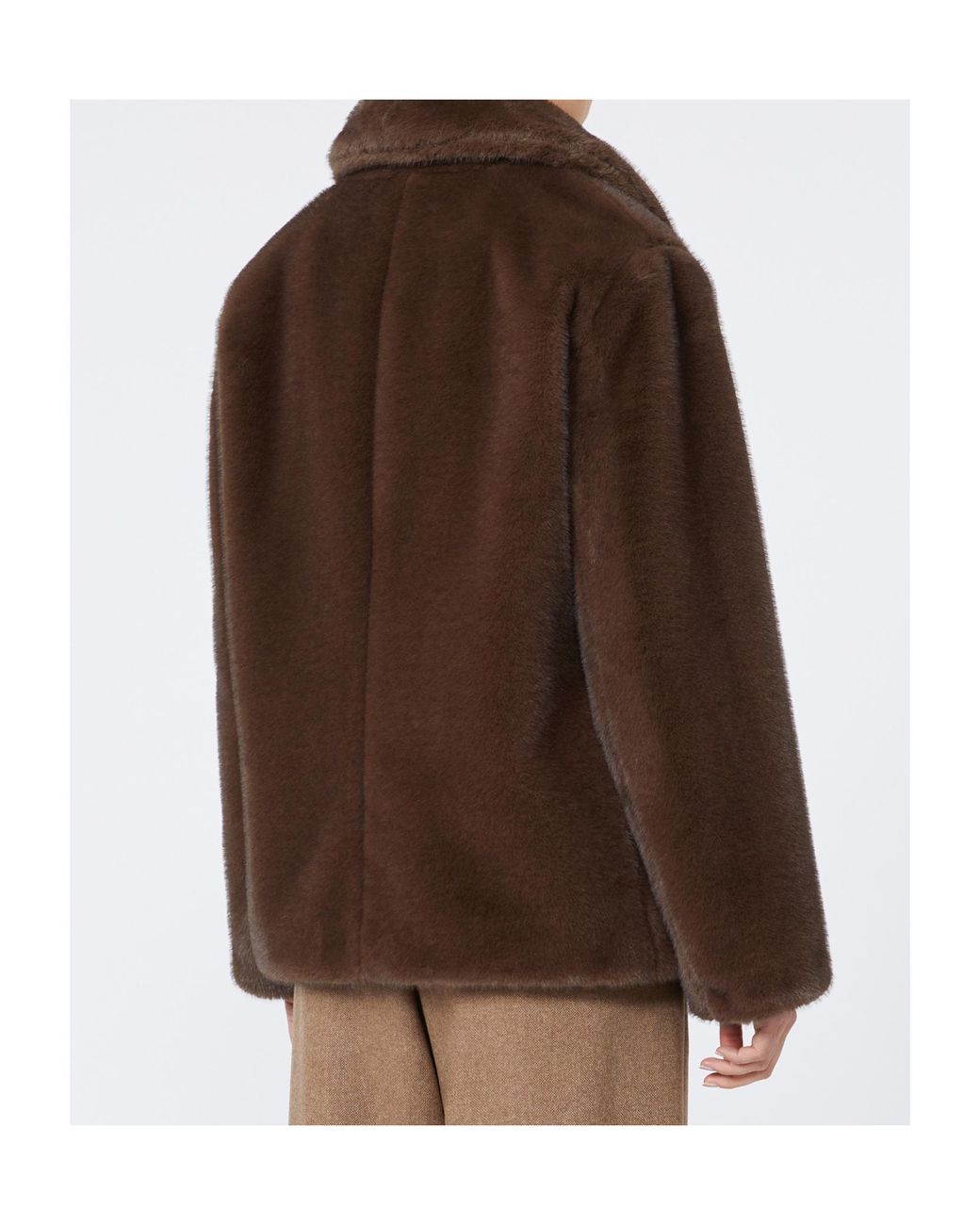 Max Mara Brown Double-Breasted Jacket With A Fluffy Texture