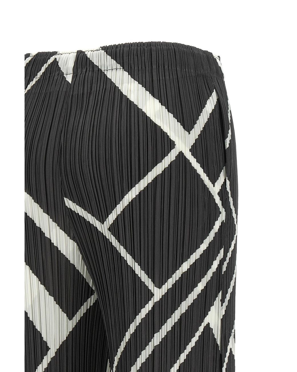 Pleats Please Issey Miyake Gray Fold Line Pleated Pants