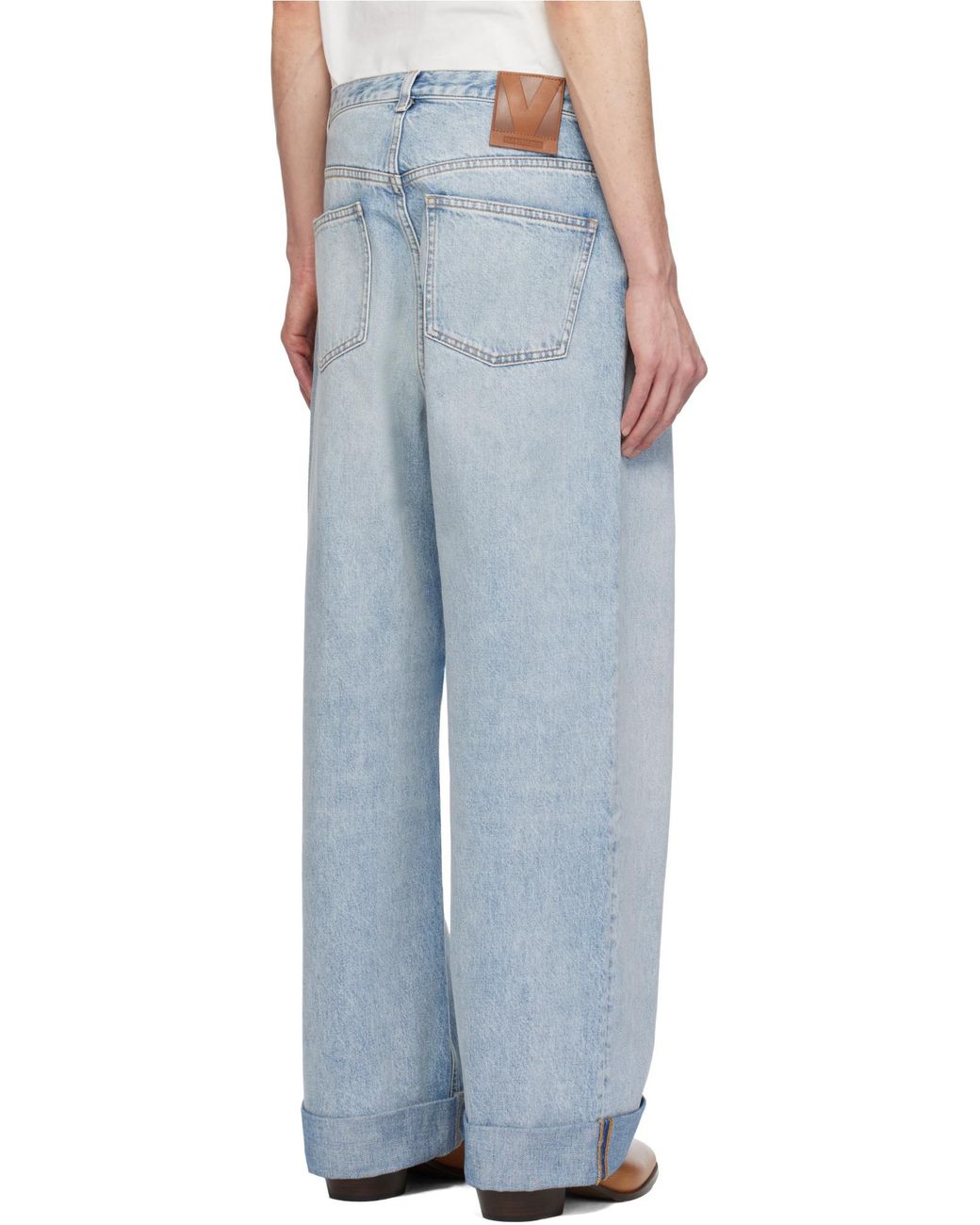 Valentino Blue Wide-Leg Cropped Jeans for men