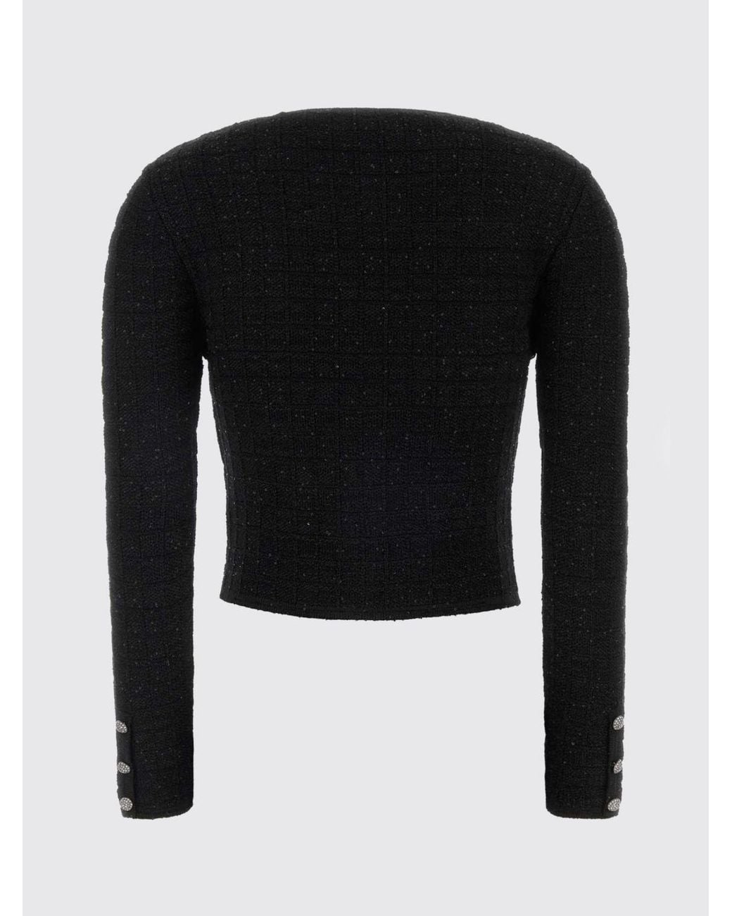 Alessandra Rich Black Button-Embellished Cropped Cardigan
