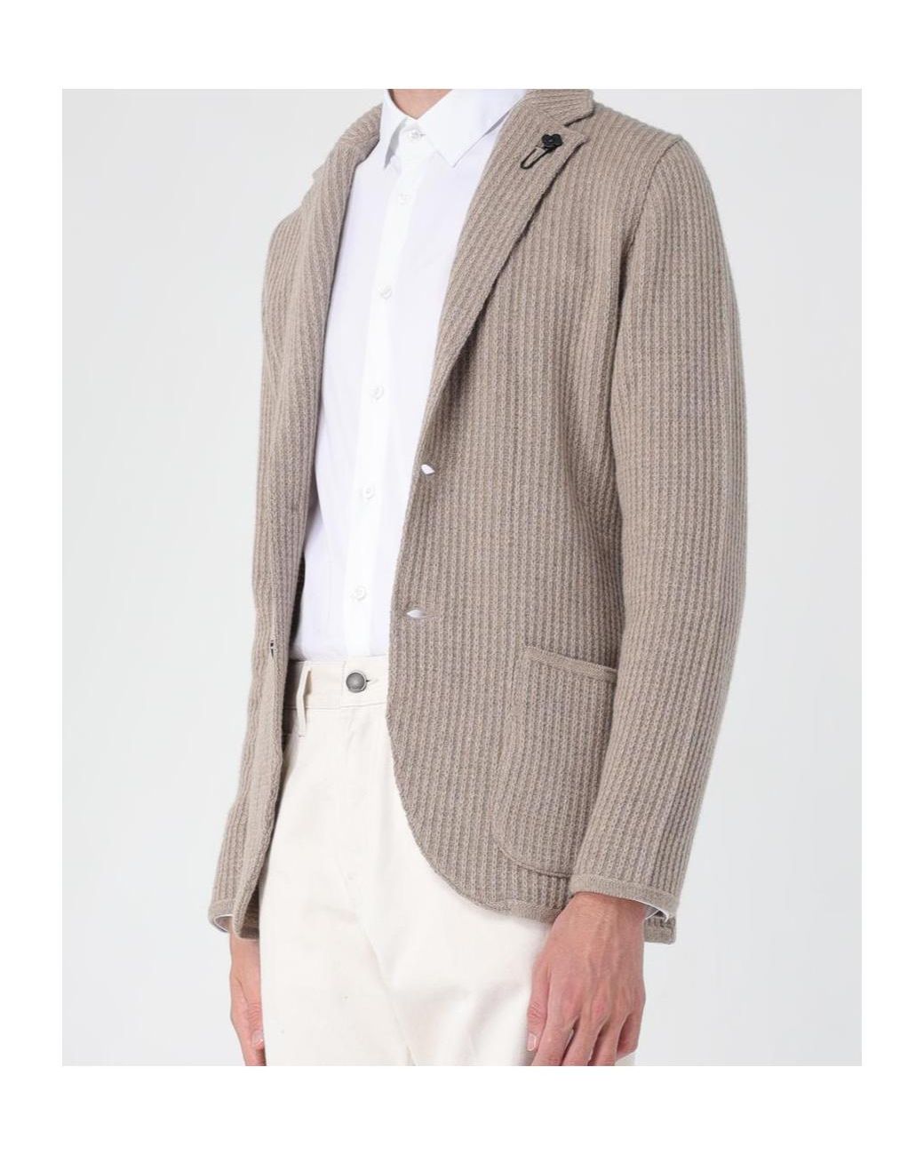 Lardini Brown Knitted Two-Button Blazer Cardigan for men