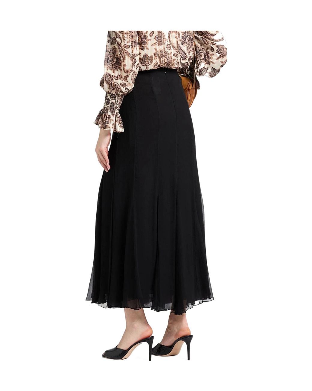 Chloé Black Solid-Color Chiffon A-Line Skirt