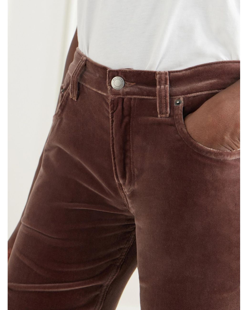 Haikure Brown Mid-Rise Straight-Leg Velvet Trousers