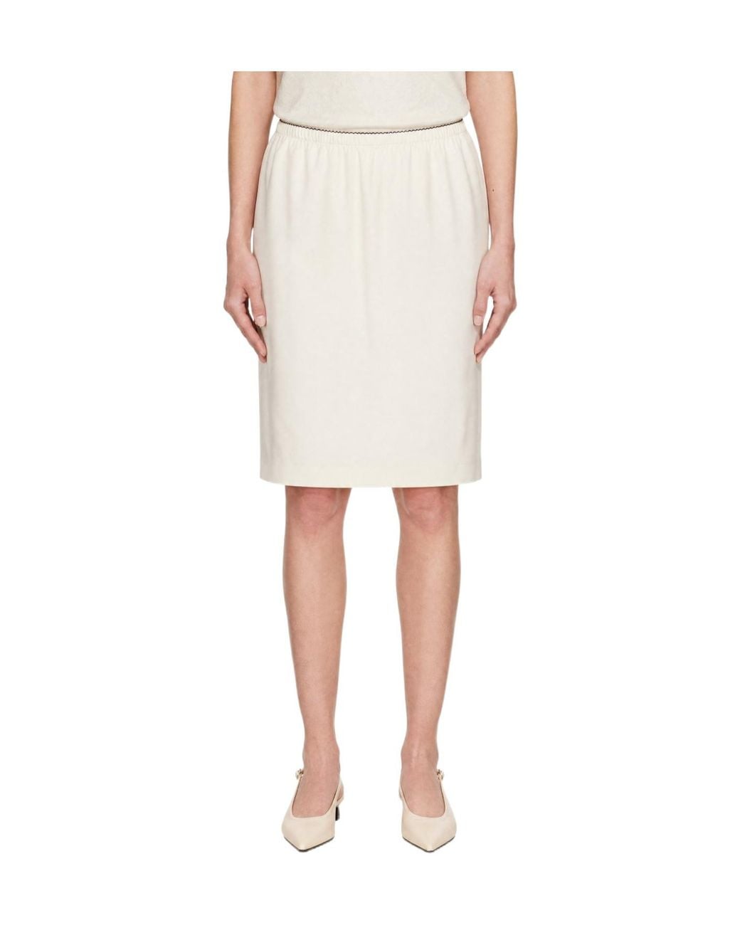 Loulou de Saison Natural Kruise Elasticated-Waist Straight Midi Skirt
