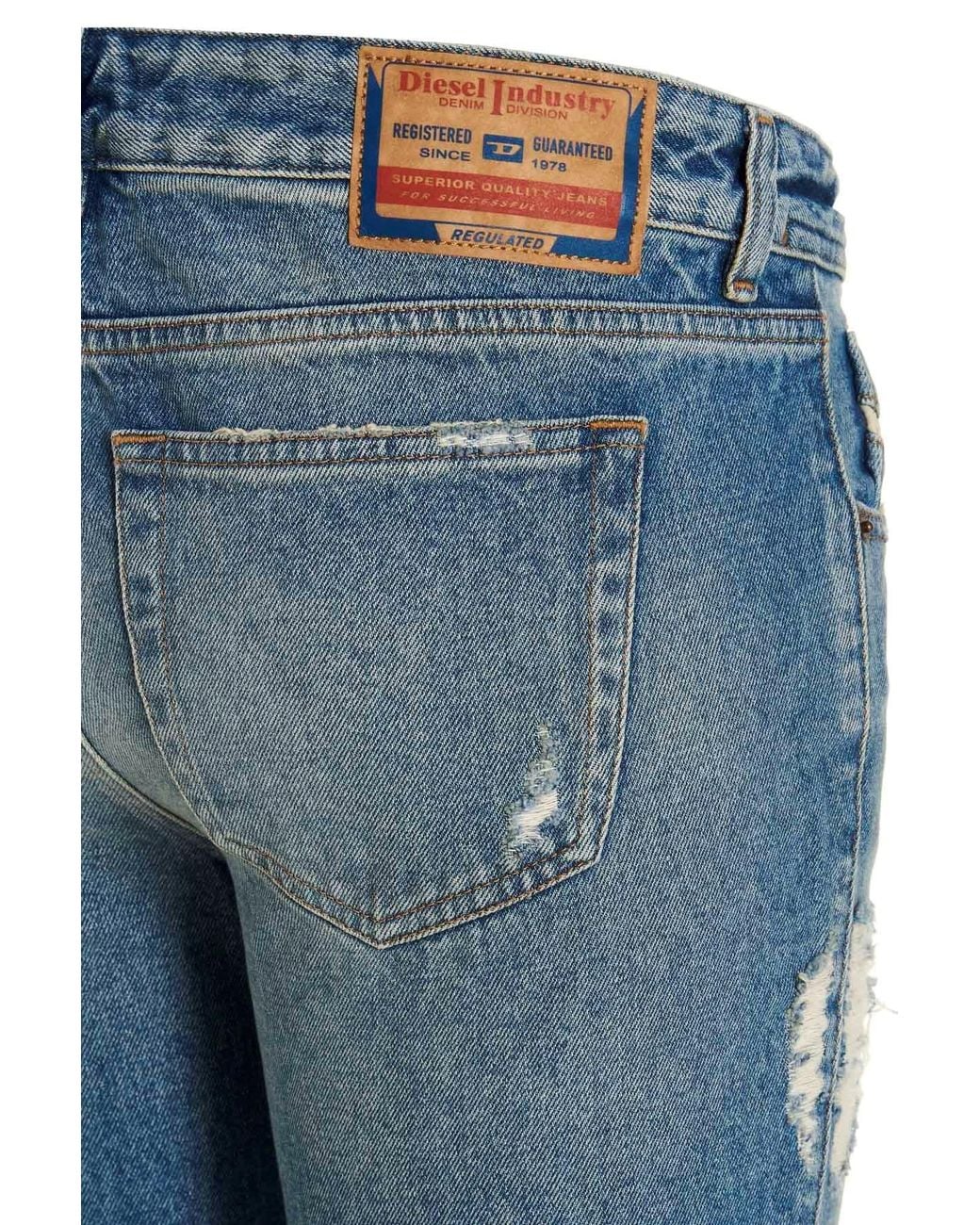 DIESEL Blue Logo Patch Flared Jeans