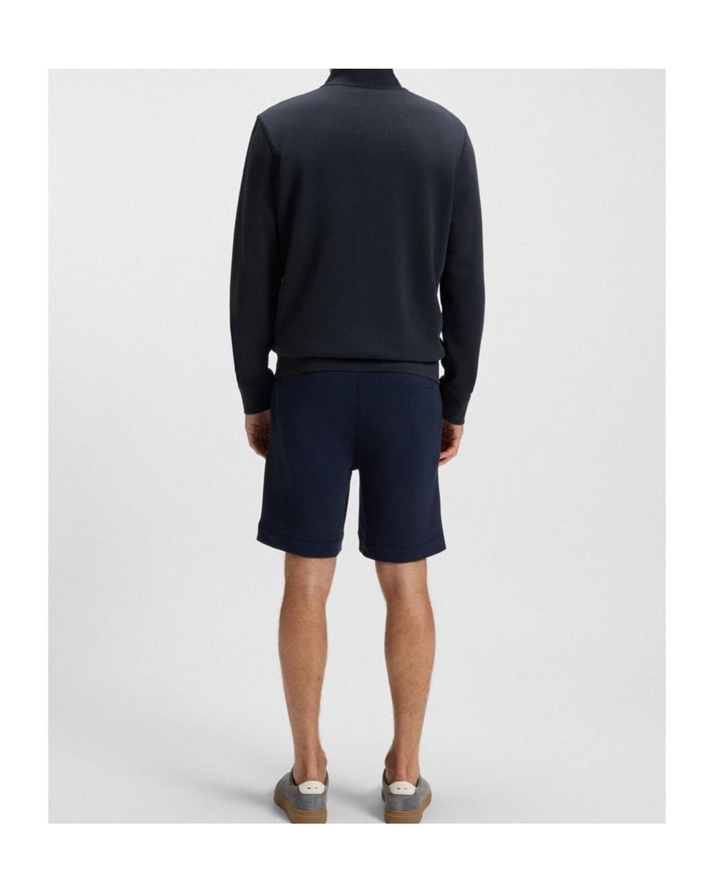 Boss Blue Zip-Up High Neck Sweatshirt for men