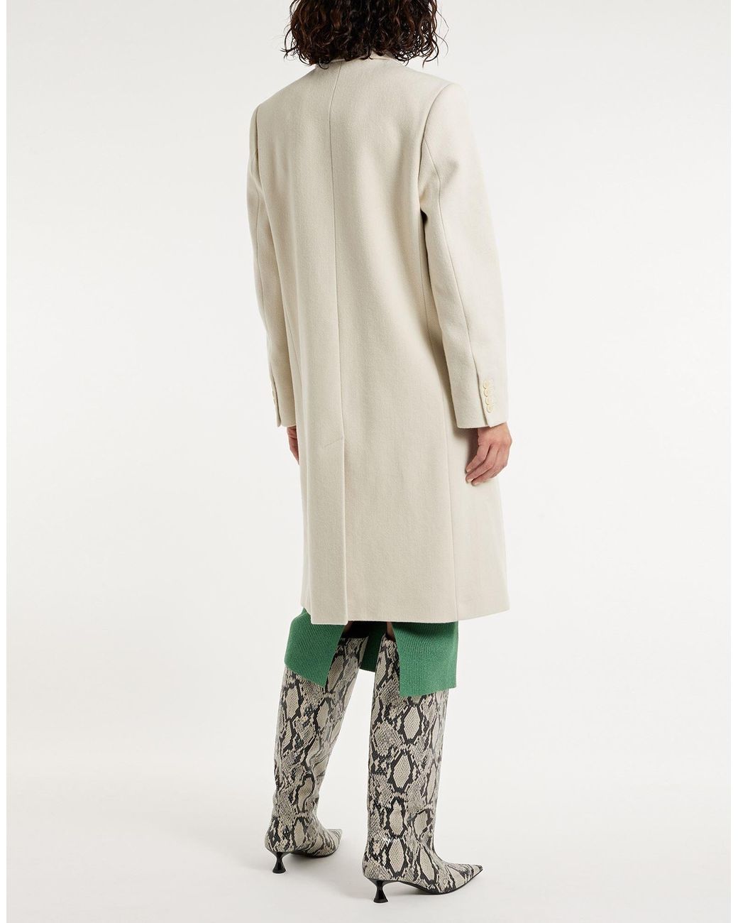 Isabel Marant Natural Solid Color Double-Breasted Coat