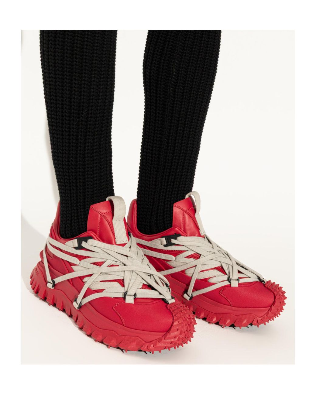 Moncler Red Rick Owens Moncler Strapped Low-Top Sneakers for men