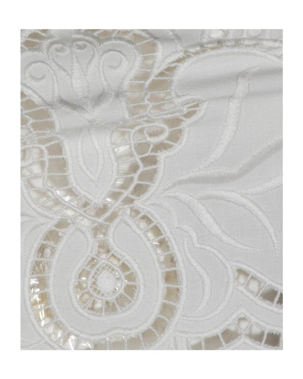 Blumarine White Embroidered Halterneck Crop Top