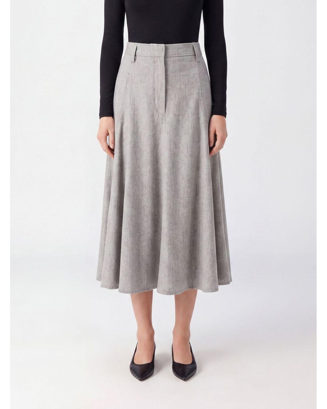 Brunello Cucinelli Gray Pleated Skirt