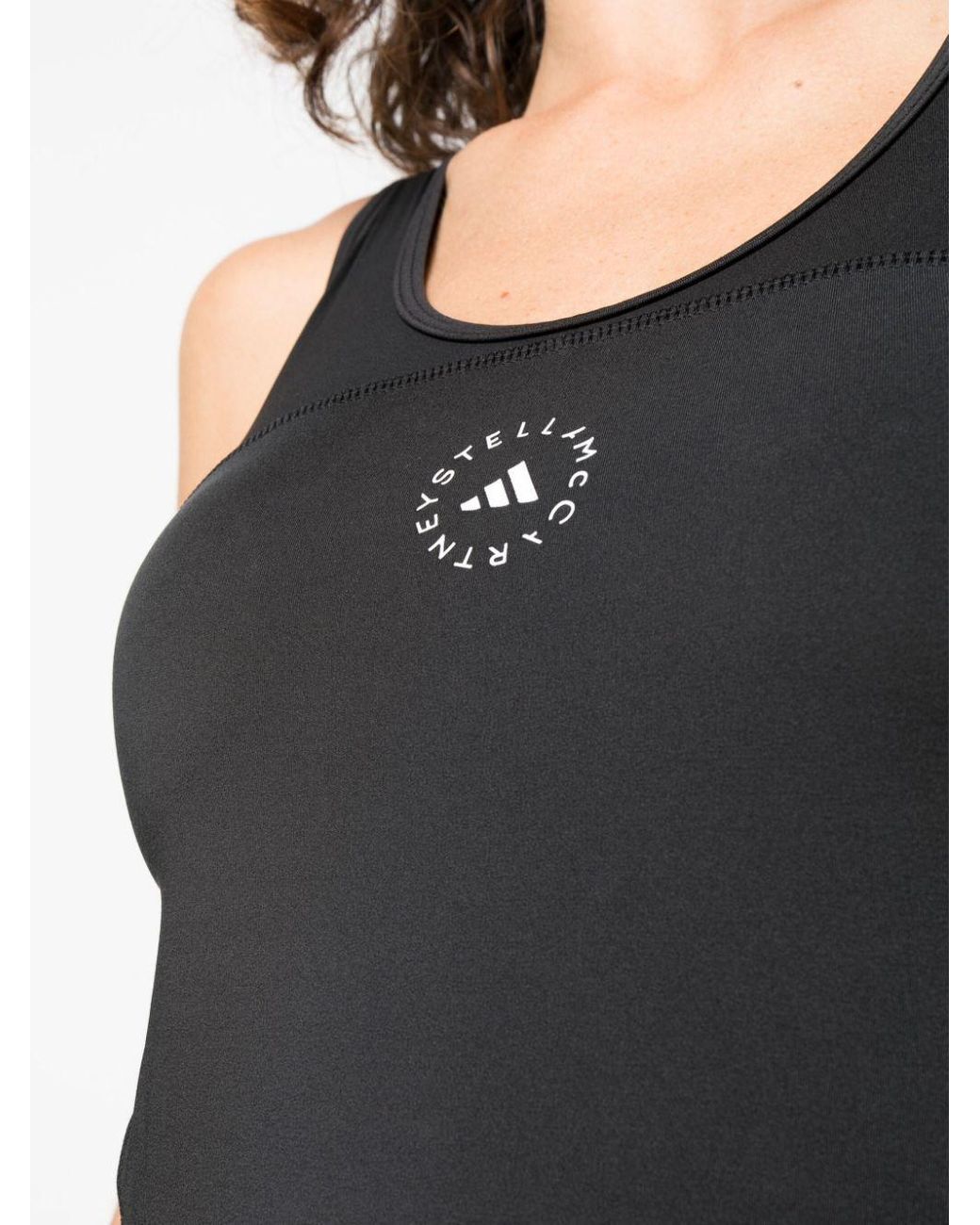 Adidas By Stella McCartney Black Logo Printed Racerback Tank Top