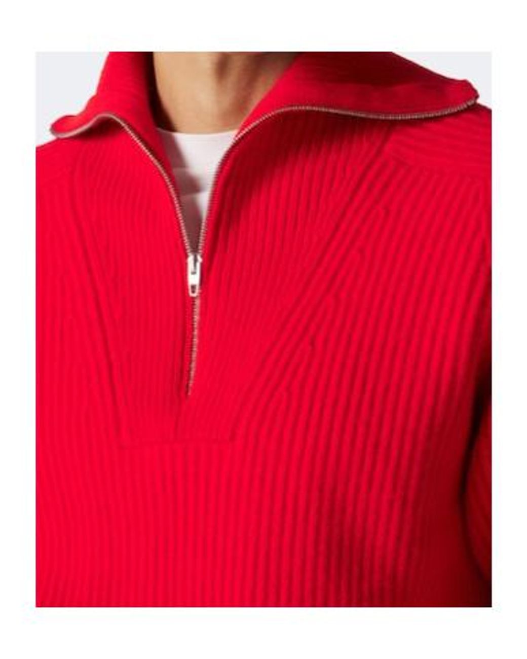 Jil Sander Red Wool Half-Zip Sweater for men