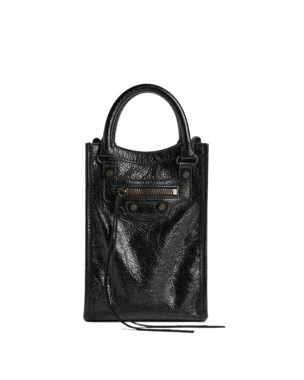 Balenciaga Black Le City Tote Phone Holder