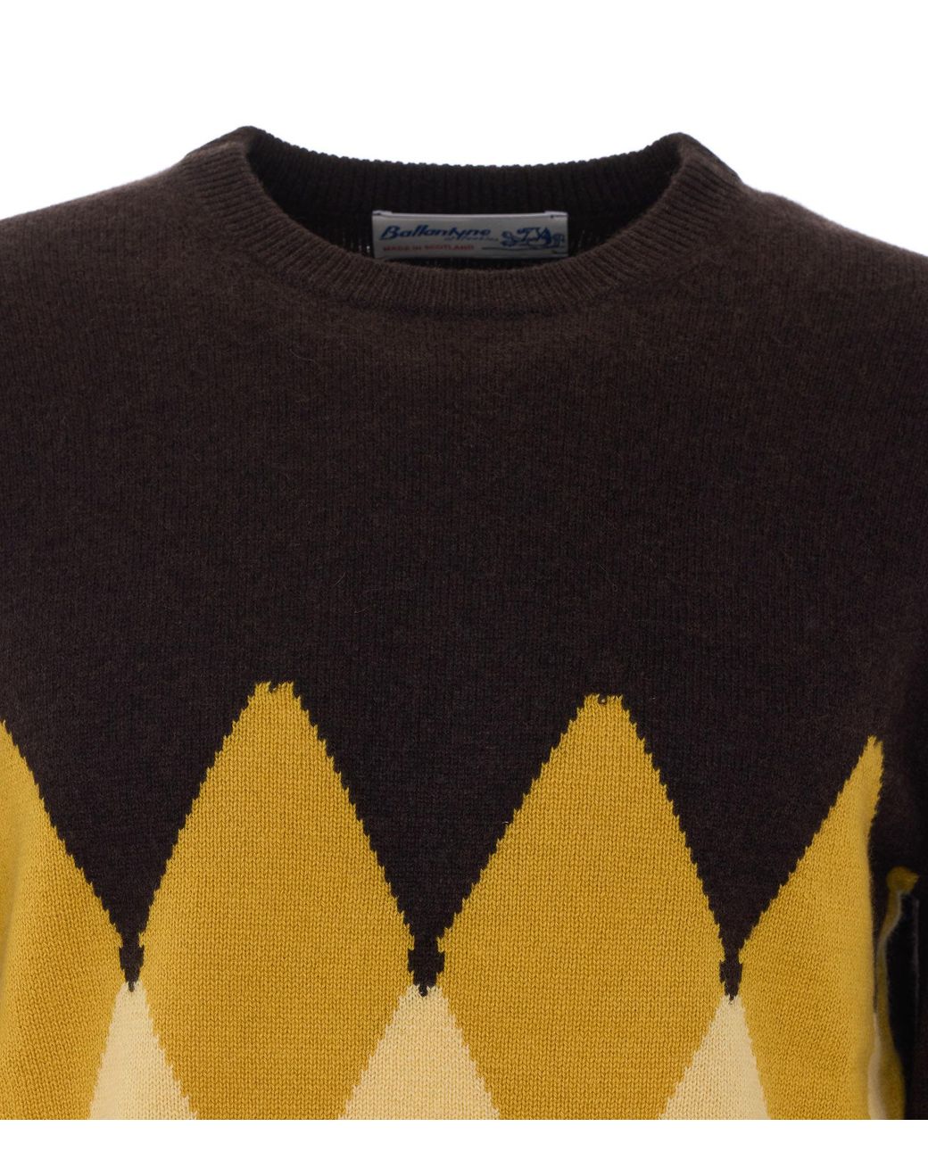 Ballantyne Black Argyle Crewneck Knitted Sweater for men