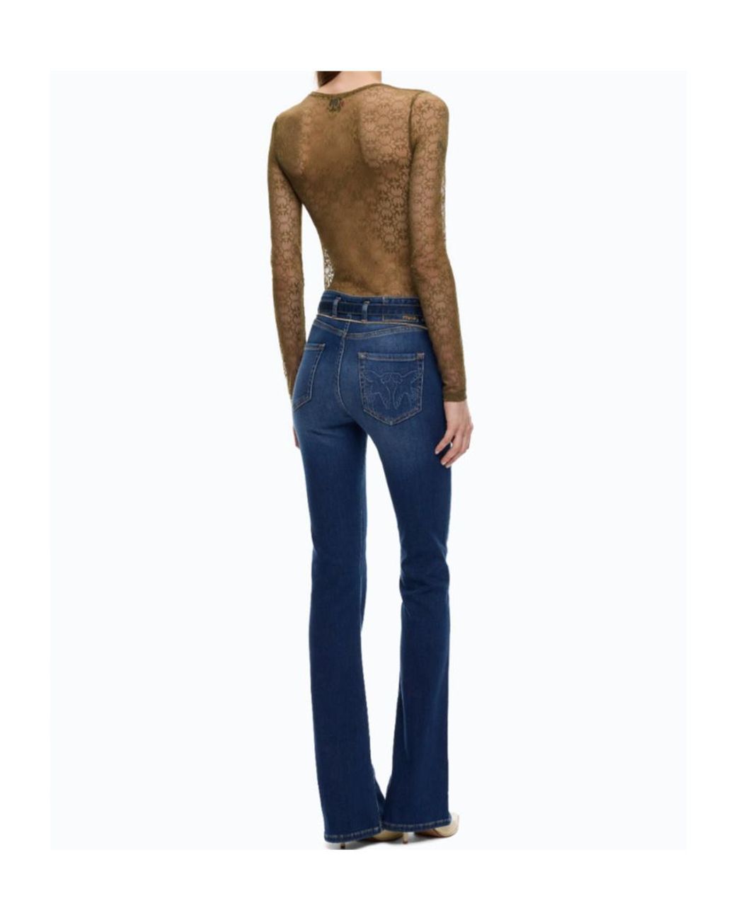 Pinko Brown Sheer Patterned Knitted Top