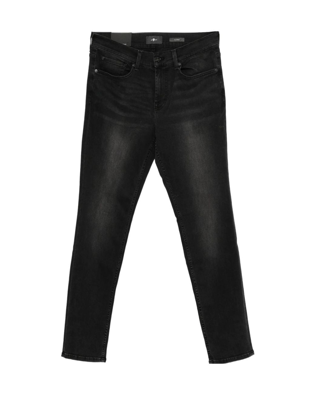 7 For All Mankind Black Slimmy Faded-Effect Jeans for men