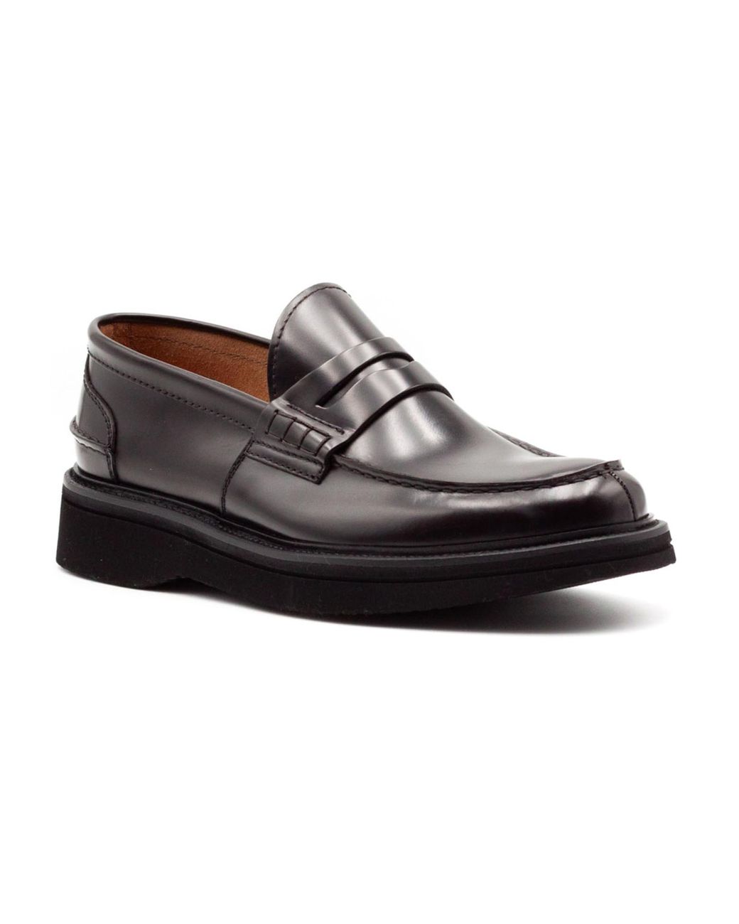 Green George Black Penny Leather Loafers for men