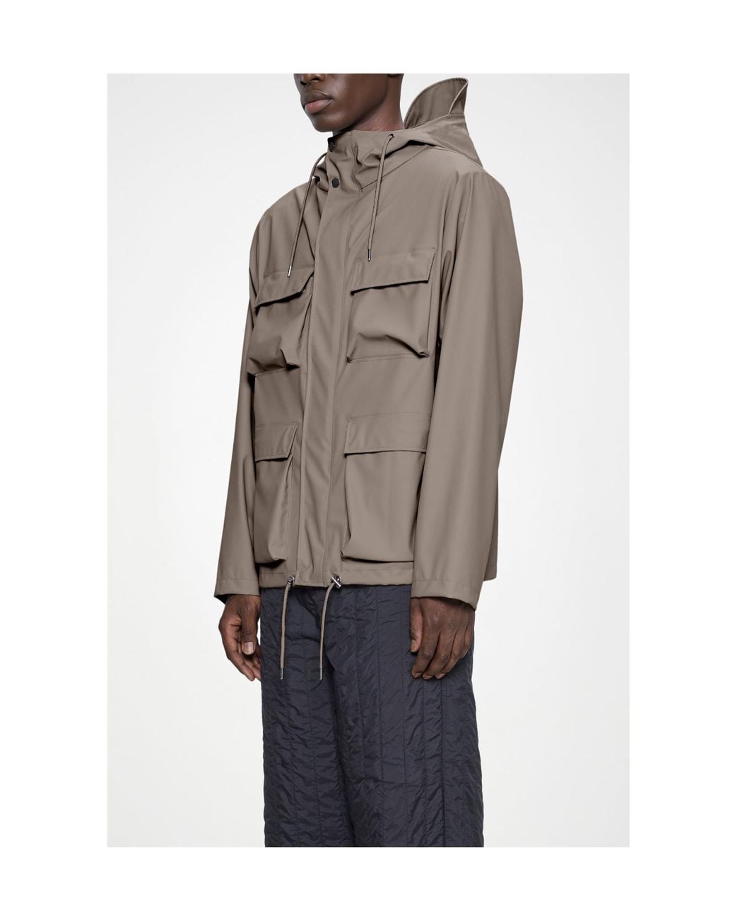 Rains Brown Hooded Jacket for men