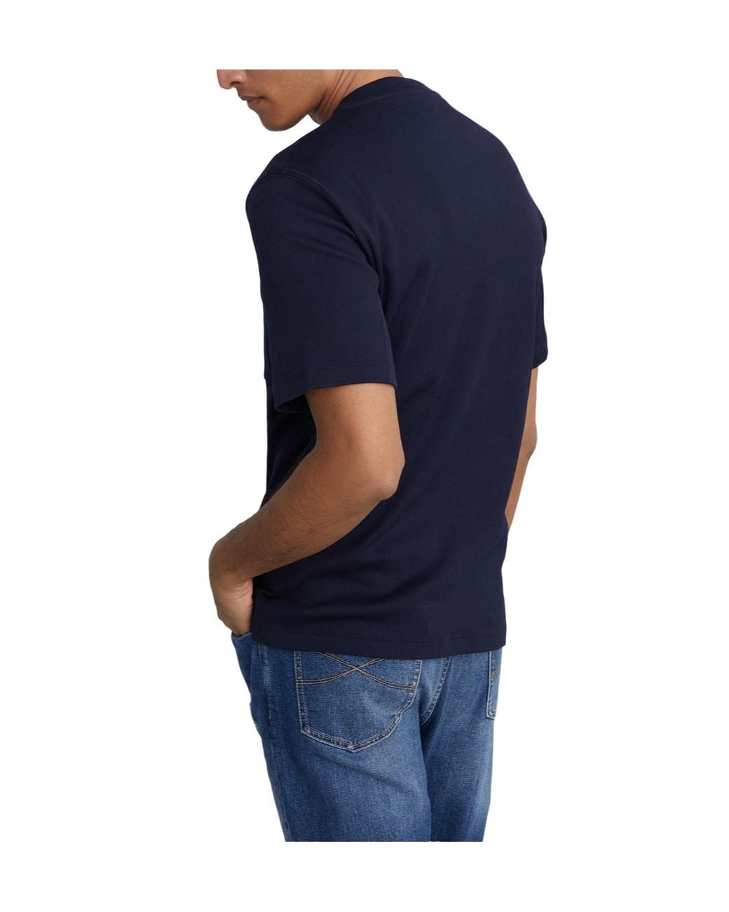 Brunello Cucinelli Blue Short-Sleeved Straight Hem T-Shirt for men