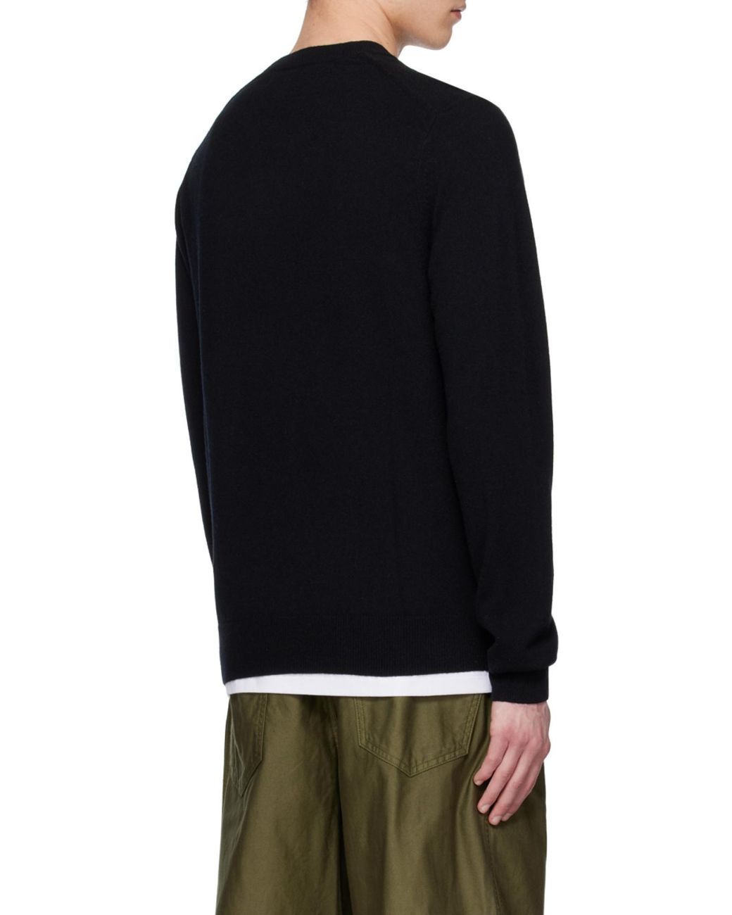Comme des Garçons Black Crew-Neck Long-Sleeve Knitted Sweater for men