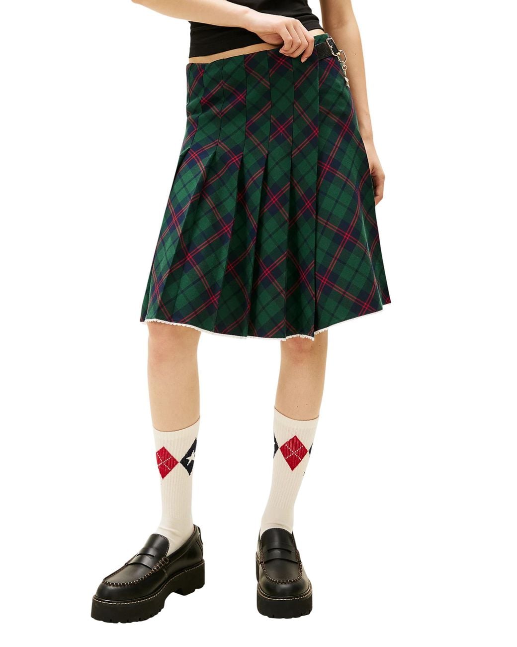 Tommy Hilfiger Green Pleated Skirt