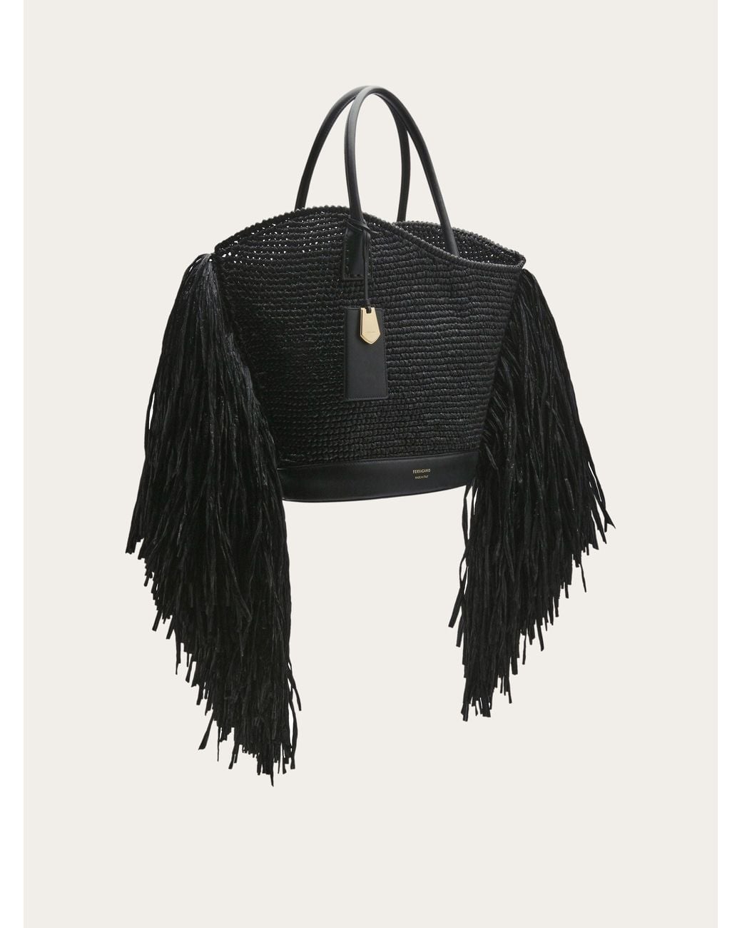 Ferragamo Black Ferragamo Fringed Tote Bag