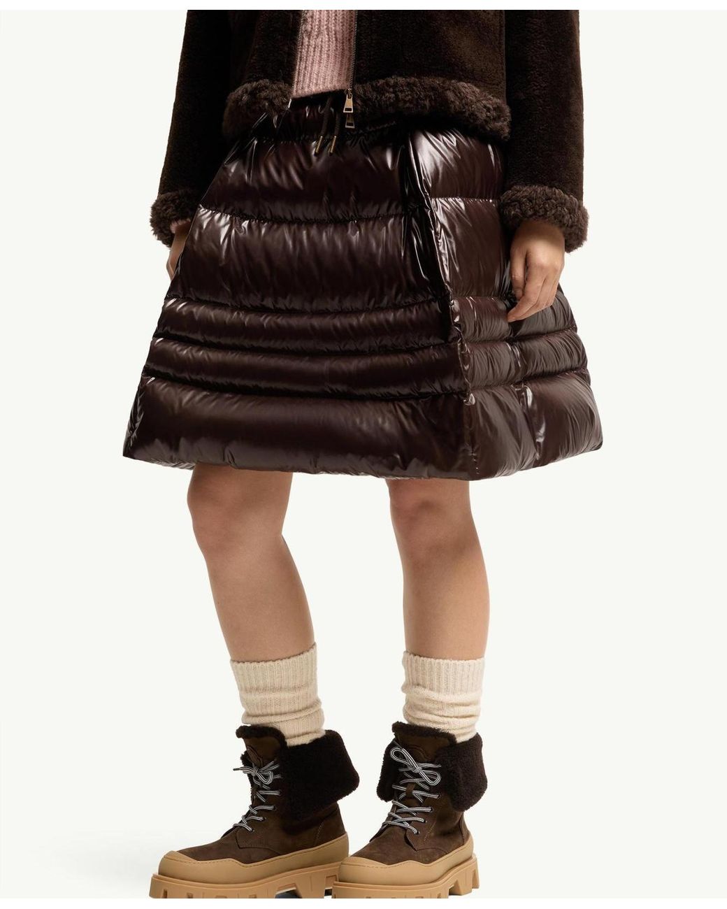 Moncler Brown Peak Snowcap Nubuck Shearling Boots