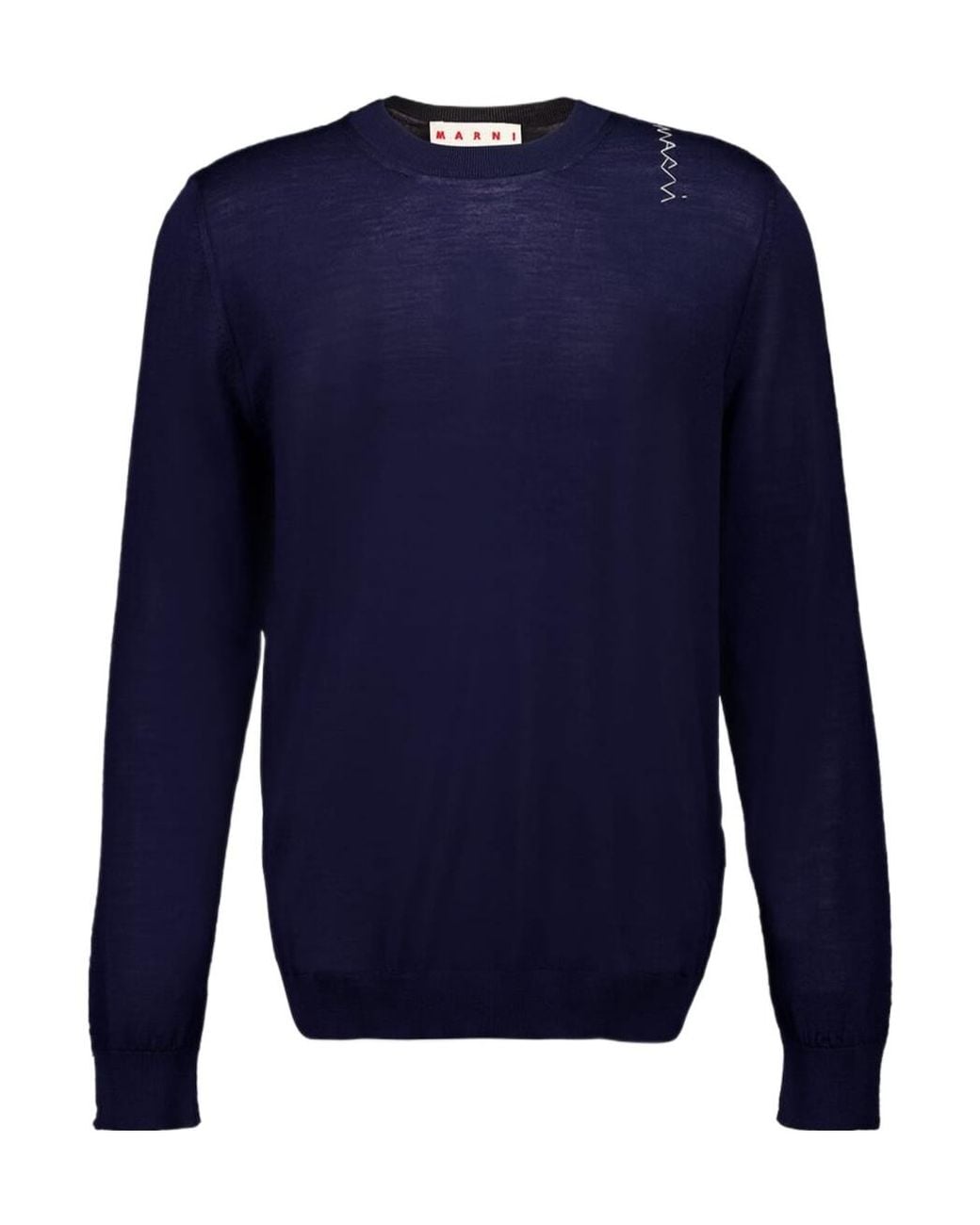 Marni Blue Logo Embroidered Knit Sweater for men