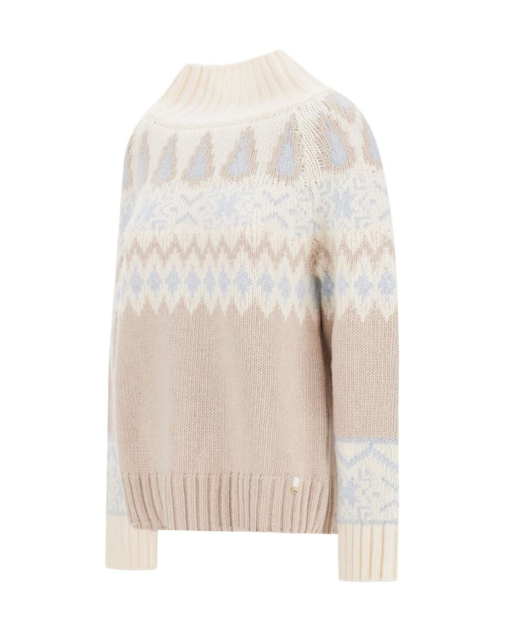 Herno Gray Fair Isle Turtleneck Knitted Sweater