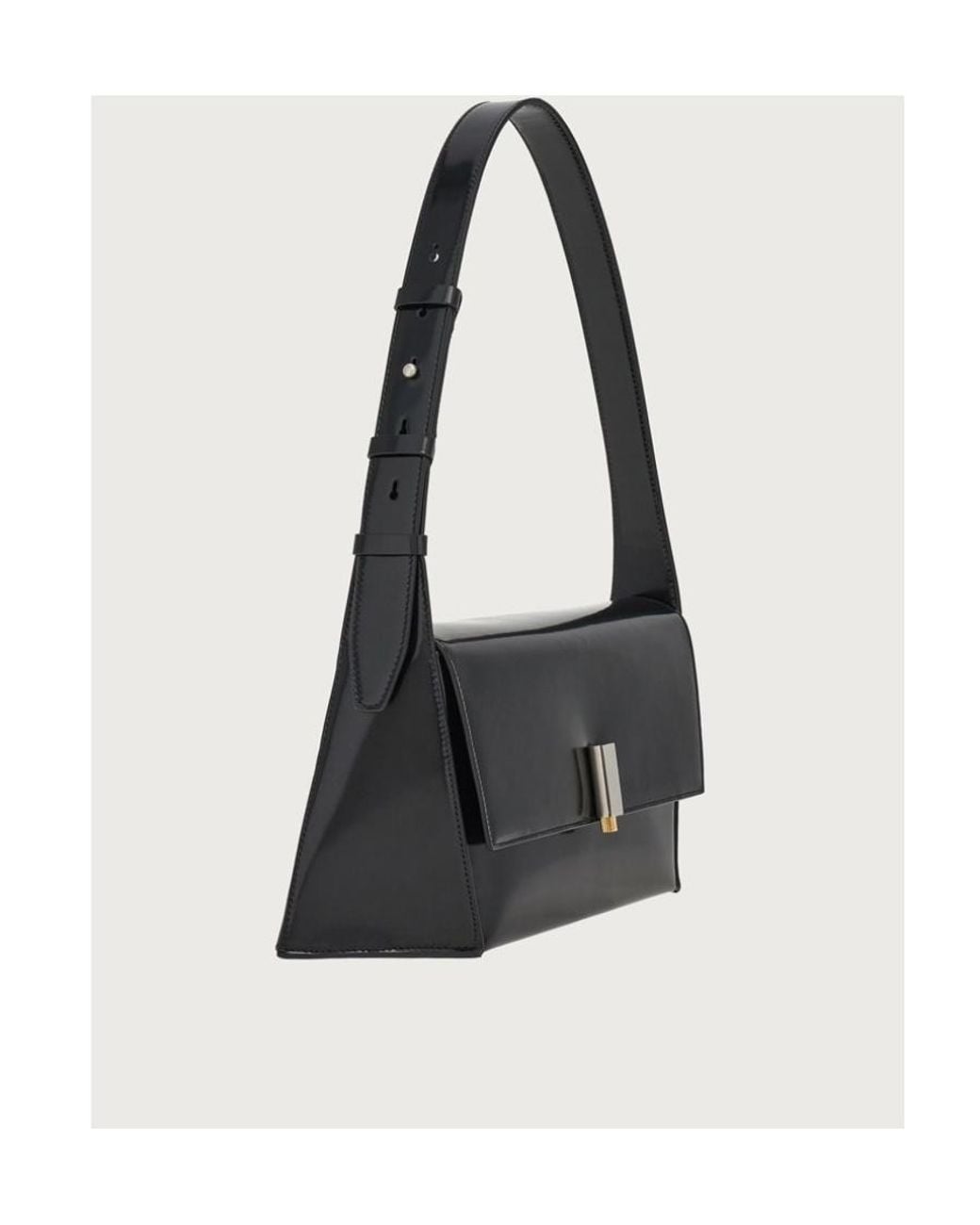 Ferragamo Black Ferragamo Geometric Logo Engraved Shoulder Bag