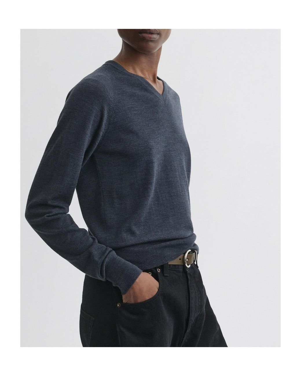 Phoebe Philo Blue V-Neck Wool Sweater