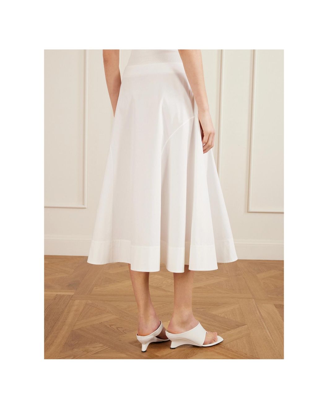 Khaite White Paneled Cotton-Poplin Midi Skirt