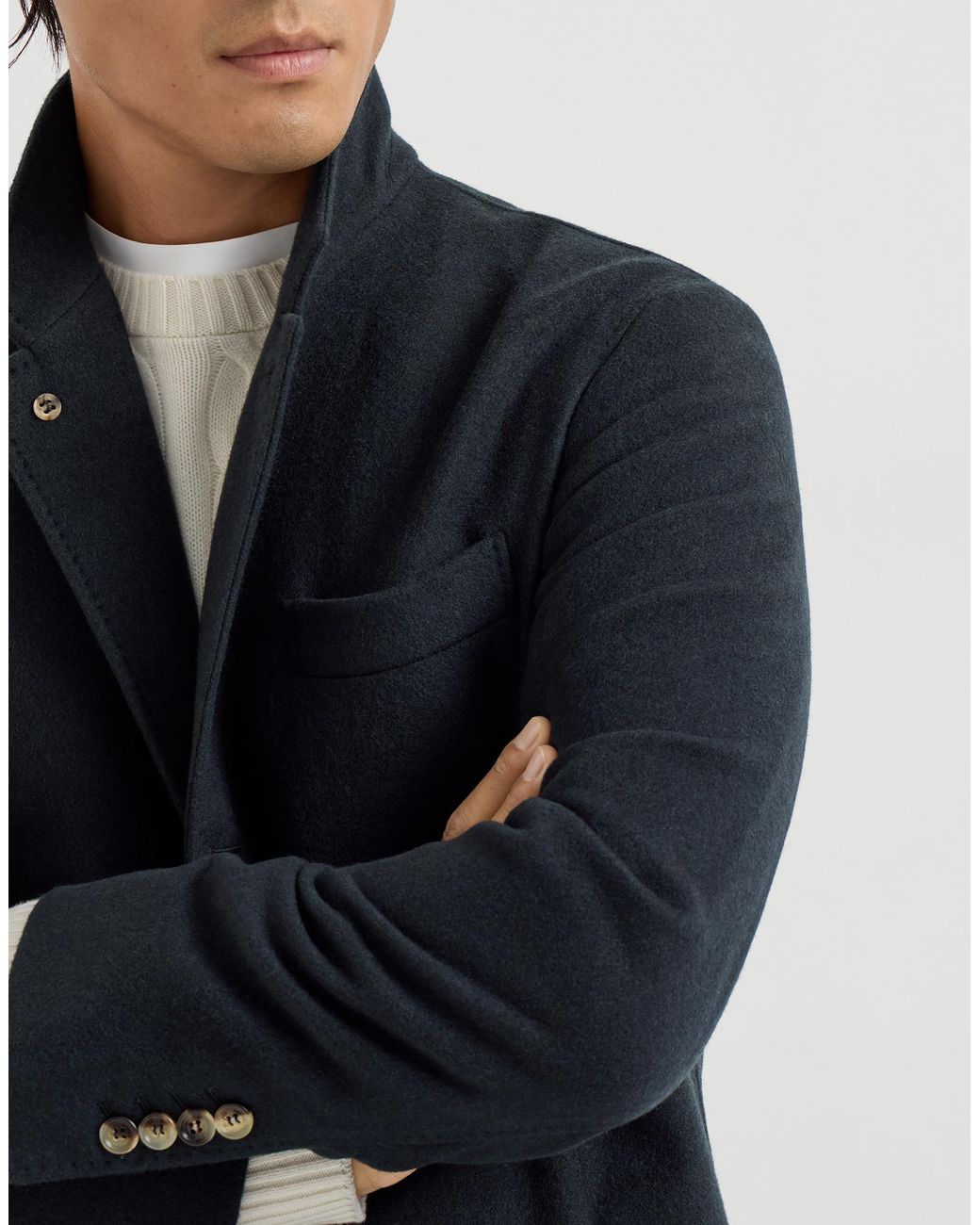 Brunello Cucinelli Blue Lightweight Water-Resistant Cashmere Outerwear Blazer for men