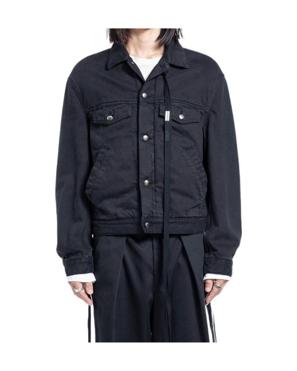 Ann Demeulemeester Blue Long-Sleeved Denim Jacket for men