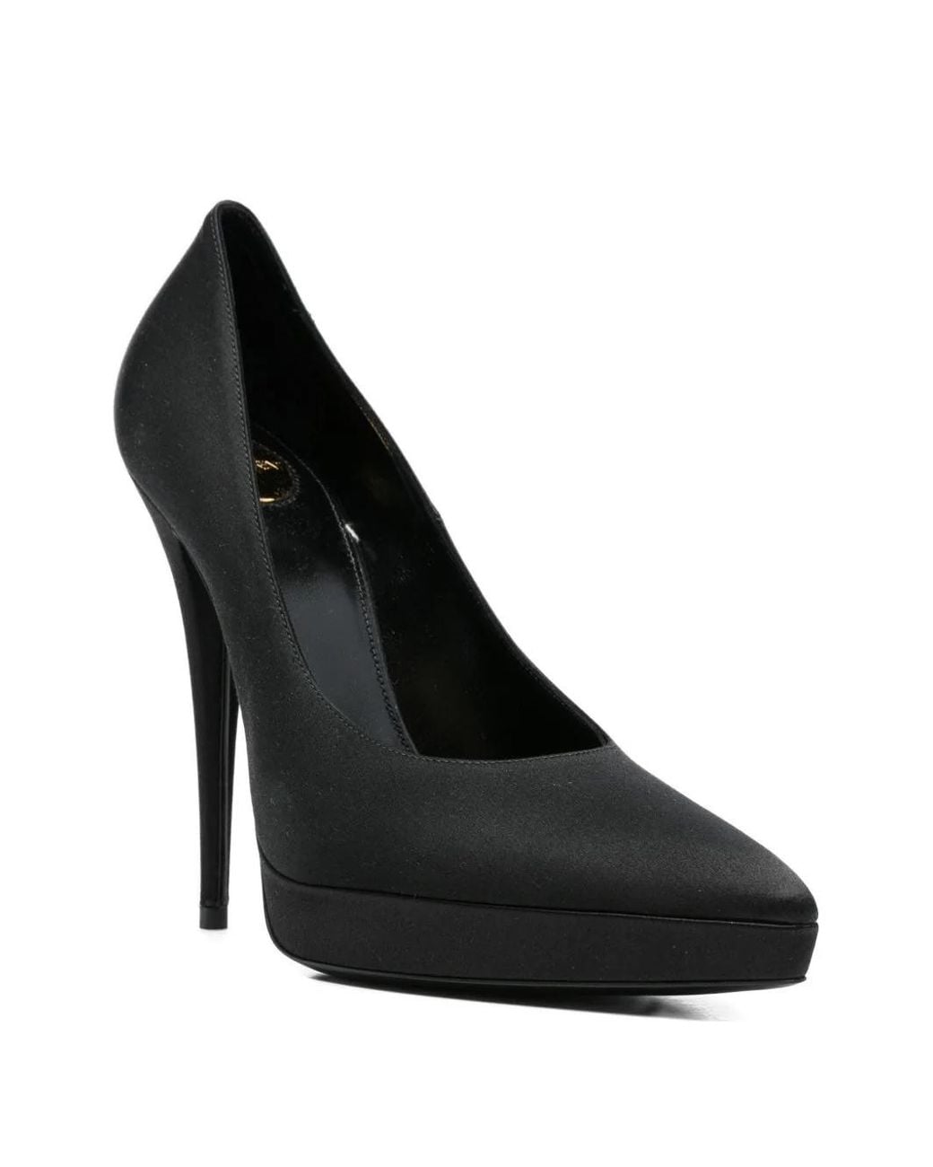 Saint Laurent Black Pointed Toe Leather Pumps