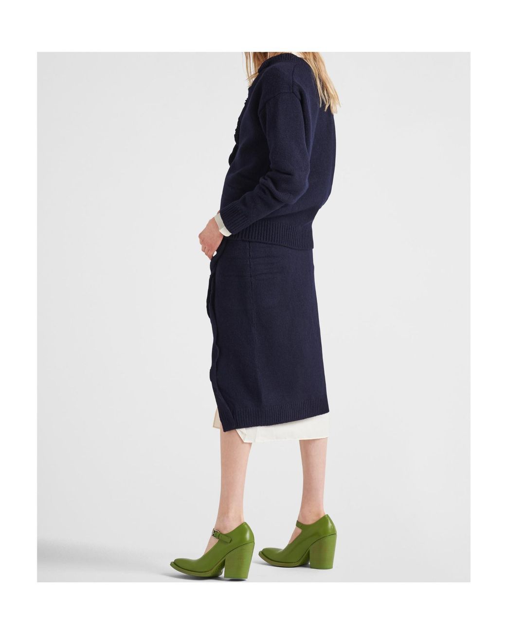 Prada Blue Buttoned V-Neck Jumper