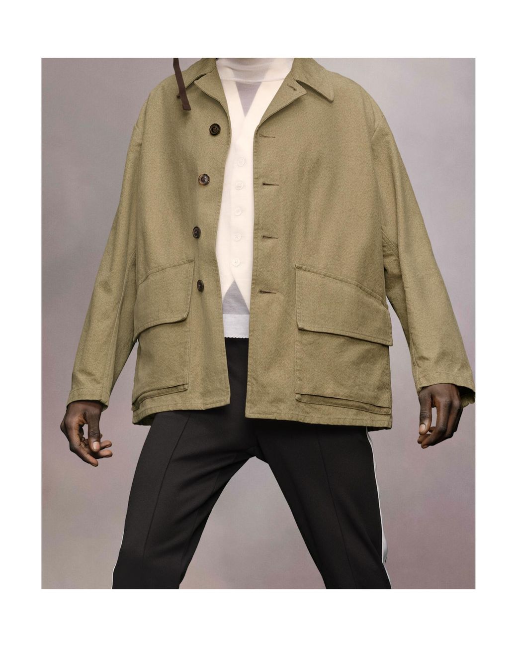 Maison Margiela Green Drop Shoulder Caban Jacket for men