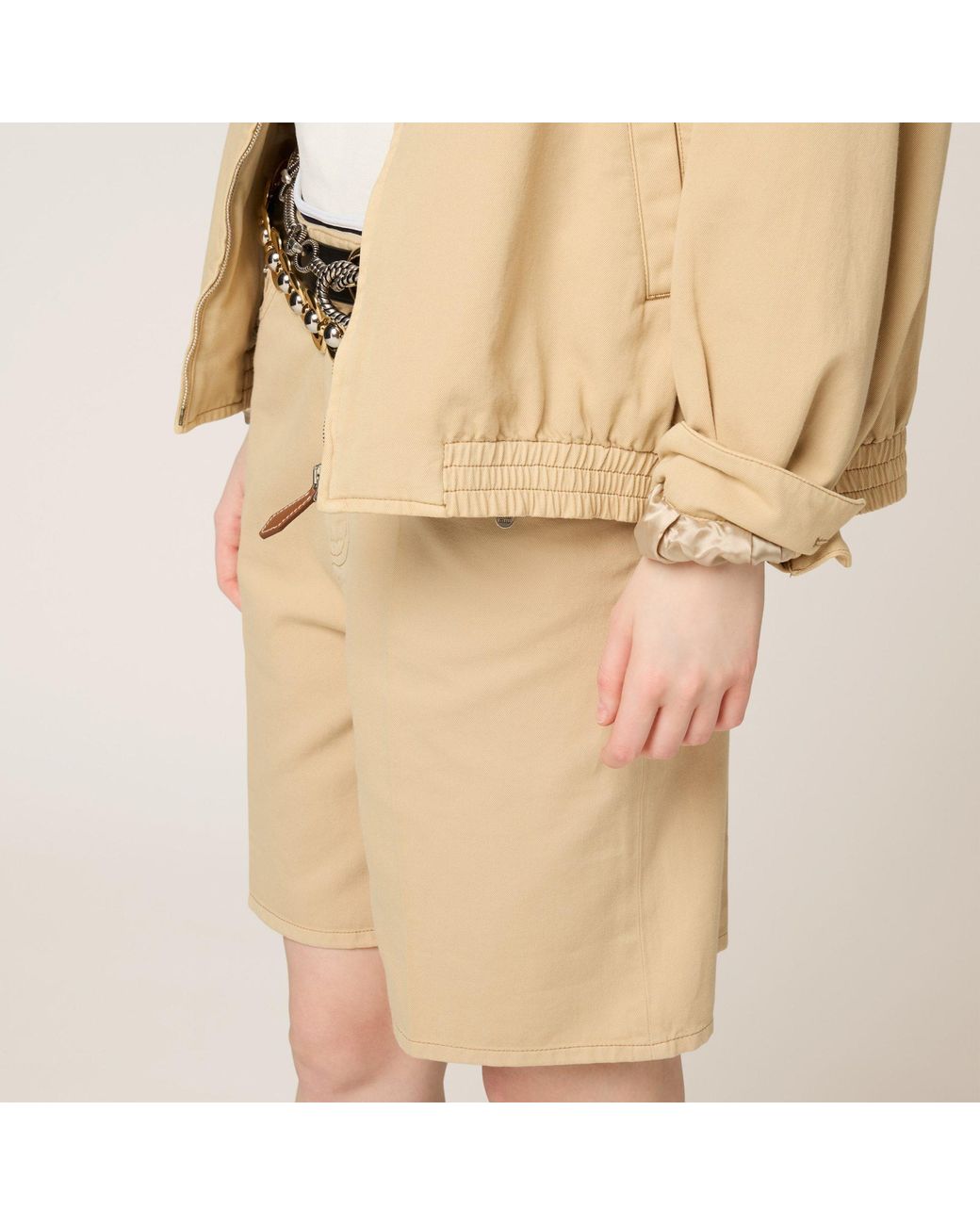 Miu Miu Natural Logo-Detailed Zipped Jacket