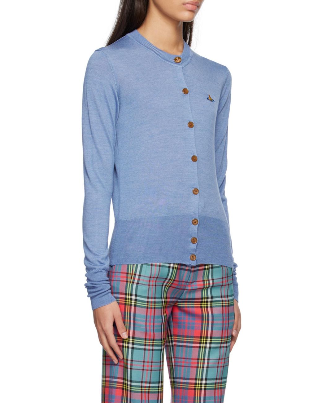 Vivienne Westwood Blue Bea Orb-Embroidered Cardigan