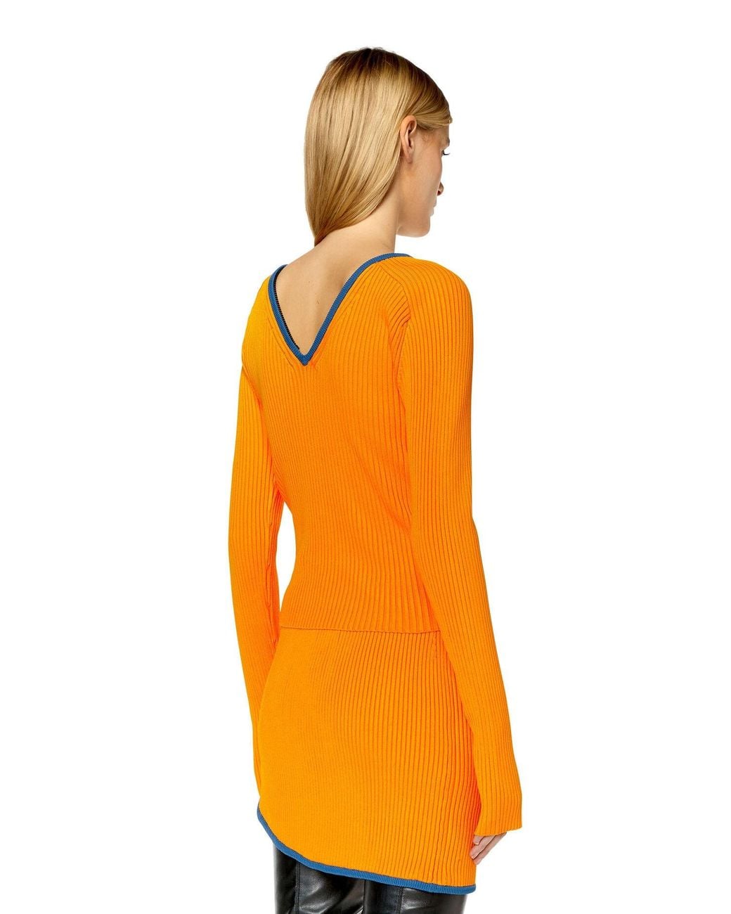DIESEL Orange Ribbed Zip-Up Cardigan
